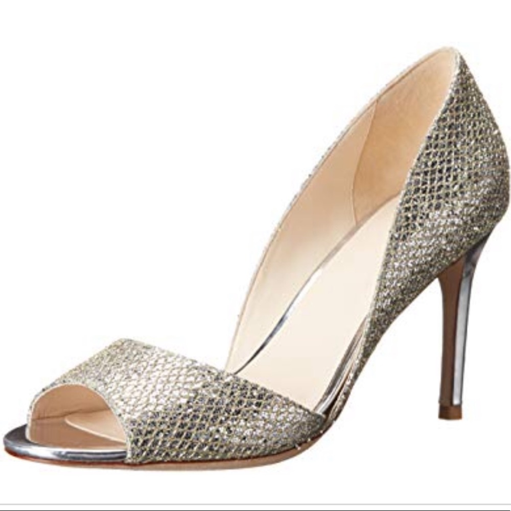 Cole Haan Antonia Glitter Peep-Toe Pump Heels